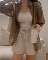 Plain linen short pants