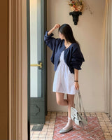 [BELLIDE MADE] lルーズフィッティングカラーレスコットンシャツ