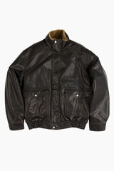 Fur lining leather blouson jumper