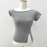 アンボタンオフスナップボタンスリット半袖Tシャツ（4色）