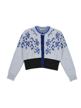 Waist Banding Floral Cardigan (Blue)