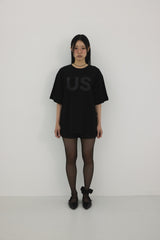 " US " オーバーサイズTシャツ ( ブラック ) UNISEX
