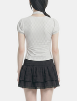 ローラドットシャーリング半袖Tシャツ