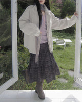 Dian Check Tiered Midi Skirt