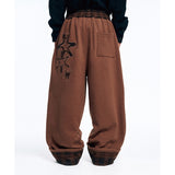 Roll-Up Check Sweat Pants - Brown