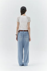 KIRSH PLAIN COOL WIDE FIT DENIM PANTS - LIGHT BLUE