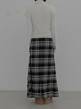 Check Strap Wrap Long Skirt