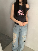 Brandon Distressed Wide-Leg Pants