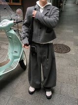 No.1582 wool 70 セットダートワイドスラックス (3color)