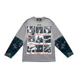 グレーロックスターレイヤードTシャツ