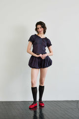 MINI HEART TWO WAY BLOUSE / NAVY