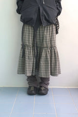 Meirin Shirring Checkered Skirt