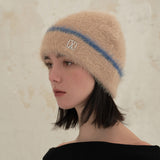 VA Square Stud Hairy Beanie / Beige