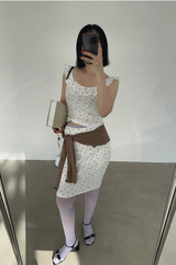 SOFT FLOWER FRILL TOP & MIDI SKIRT SET (IVORY, BROWN 2COLORS!)