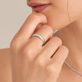 Smooth Twist Wide Band 925 Silver + Rhodium Plating Adjustable Size Ring R038-02H