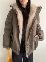Viewpass High Neck Fur Bomber Jacket