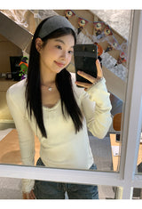 パールボウVネック長袖Tシャツ