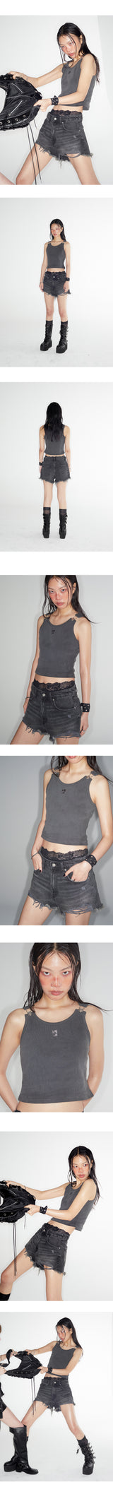 Suspender Crop Tank Top (PIGMENT GREY)