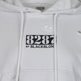 8287 Center Logo Vintage Crop Hoodie (White)