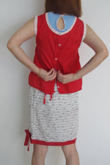 Red lace-on bow vest