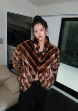 Wavy gradation fur jacket