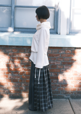 Mix Check Maxi Skirt / Navy