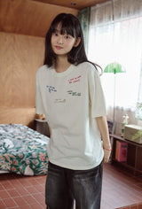 26SS★ Draw Stitch Embroidered Short Sleeve Tee