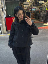 BLACK BUTTON SHORT COAT