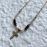 Amber Bead Cross Necklace