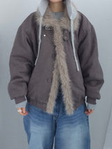 Milkfur high neck suede jumper