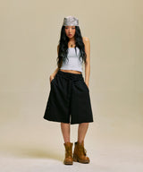 STAR PATCH BERMUDA SWEAT SHORTS_BK