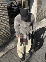 No.1547 wool check muffler (4color)
