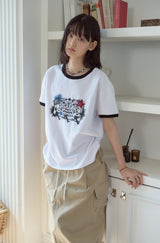 26SS★ スタンプクラブリンガー半袖Tシャツ