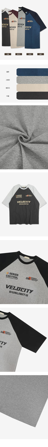 シチン オーバーサイズフィット カラーラグランショートスリーブTシャツ
