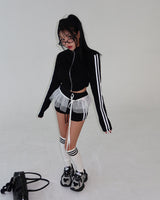 Track zip-up shorts two-piece set