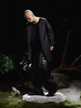 RELABEL 24AW バタフライレストレザーカラーデニムパッチワーク裏地取り外し可能シングルウェアマルチポケットウィンドブレーカーコットンジャケット
