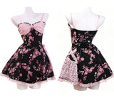 [EVIL TOOTH] Princess Rose Highness Heart-Shaped Diamond Buckle Ruffled-edge Bow Vintage-style Girlish Elegant and Cute Camisole Dress