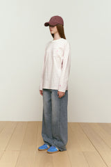 CURVE LINE WIDE-FIT DENIM PANTS [BLUE]
