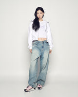 25FW WOMAN プリンセスフォントクロップフーディージップアップ ホワイト
