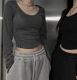 [mnem] sculpted eyelet tee (charcoal)