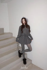 wool fleece stripe strap pumpkin dress