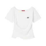 シャーリングスリット刺繍Tシャツ(26STP-SSTS04)