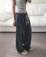[Unisex/Summer Pants] レブリネンストライプ バンディングパンツ (4 colors)