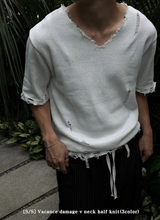 [S/S]バカンスダメージVネックハーフニット(3color)