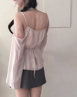 romang drape cut off-shoulder bl tie set