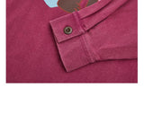Long-sleeved funny and quirky print sheep-leg sleeve round neck contrast color T-shirt hoodie
