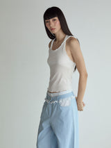 Hood Sleeveless Top_White