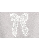 Rosalie Lace Ribbon Print Short Sleeve T-Shirt Gray