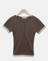 Huron Contrast Button Short Sleeve T-Shirt