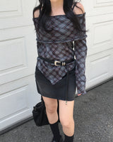 Argyle off shoulder T